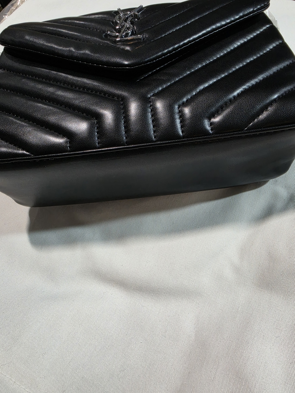 Black Quilted Chevron Crossbody Bag with Silver Hardware